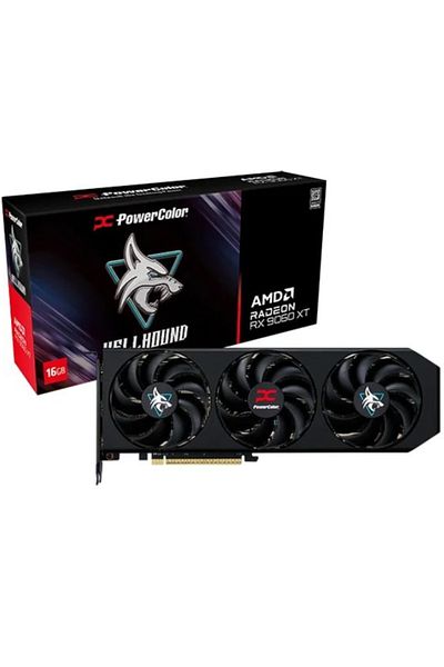 POWERCOLOR بطاقة رسومات Hellhound Radeon Rx9060xt 16g-l/oc 16gb Gddr6 128bit للألعاب