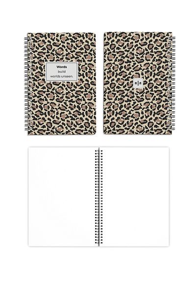 Notisyon A5 Spiral Notepad Set of 4 – 1 Lined, 3 Blank Sheets, 60 Pages, Leopard Themed