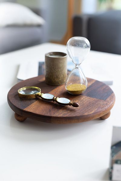 Akayev Wooden 20 cm Standing Presentation Plate - Cake Plate - Natural Presentation Plate