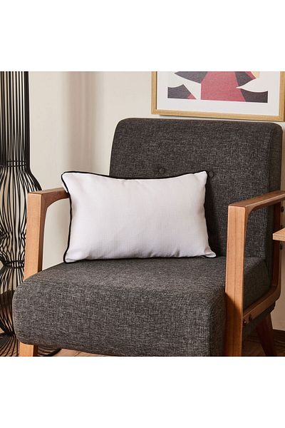Evidea Soft Ethnic Ribbed Throw Pillow - White - 30X50 cm