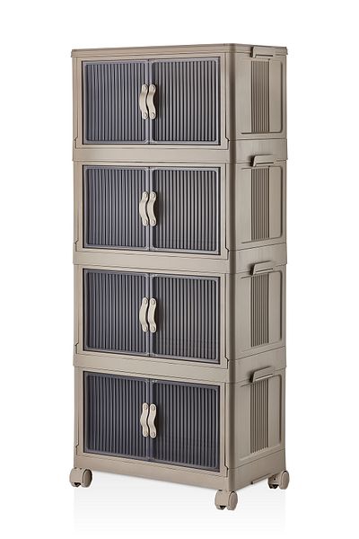 FORSACE 4-Tier Portable Multi-Purpose Organizer with Lid - Stackable Kitchen and Pantry Cabinet