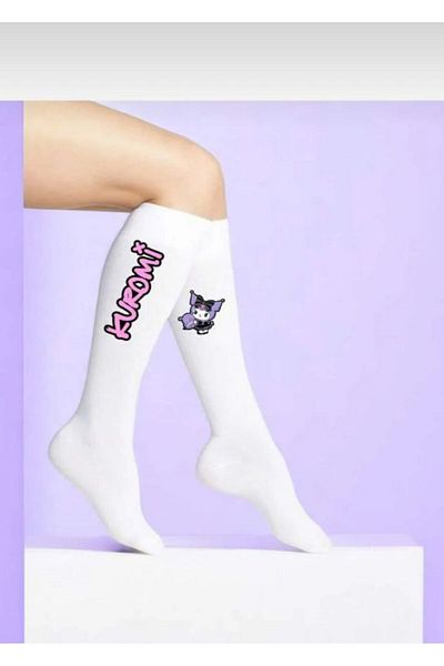 bhk desing School Socks with Purple Writing Girl Child Knee-High Socks