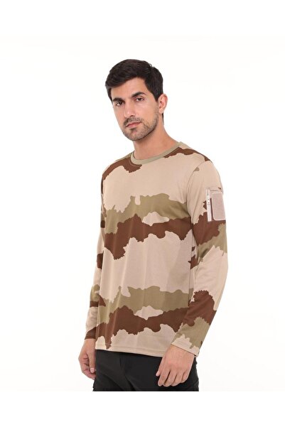 SINGLE SWORD Μπλουζάκι με μακρυμάνικο μοτίβο καμουφλάζ Crew Neck - T-Shirt