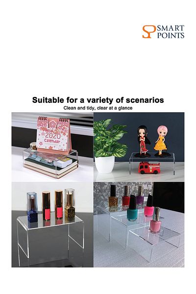 SMARTPOINTS 2 Sets Acrylic Display Risers (3",4",5") Clear Product Stand, Cupcakes Holder Dessert Display Transp