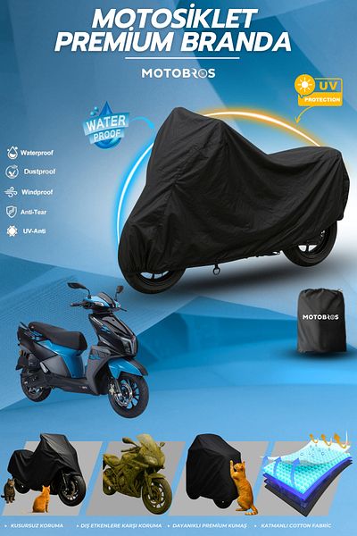 Motobros Motorcycle Tarpaulin Tvs Ntorq Black Waterproof and Durable (Thickest) Fabric Life Use