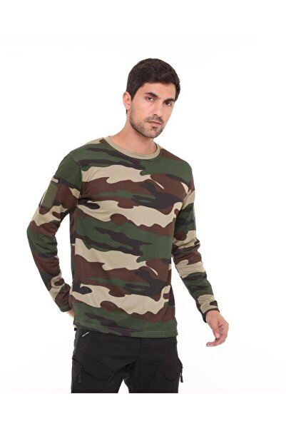 SINGLE SWORD Μπλουζάκι με μακρυμάνικο μοτίβο καμουφλάζ Crew Neck - T-Shirt