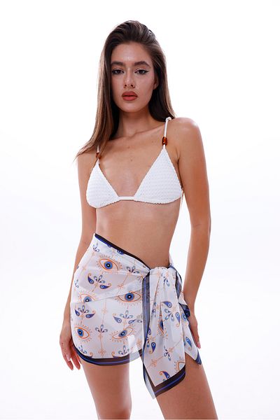 tarzınısec Short Pareo - White Eye Model 150X50 cm