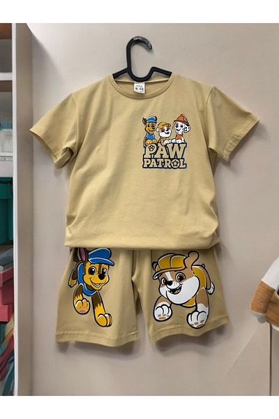 miniktavşanlarkids Paw Patrol Boy's Suit with Shorts Beige 2-10 Years