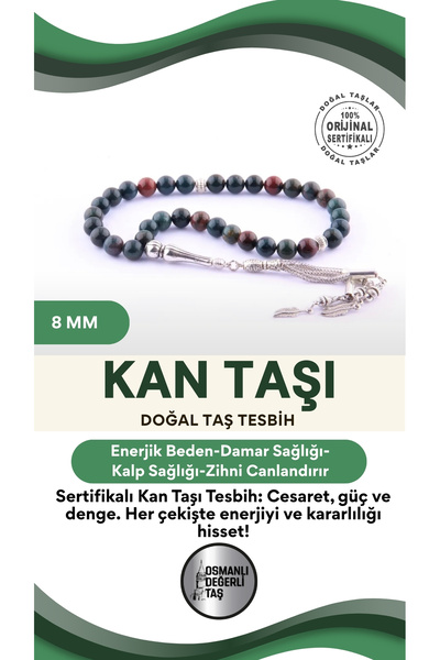 OSMANLI DEĞERLİ TAŞ Sertifikalı Kan Taşı Tesbih T179