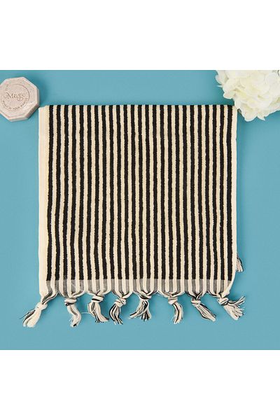 Evidea Soft Helga Hand Towel - Ecru / Black - 30X50 cm