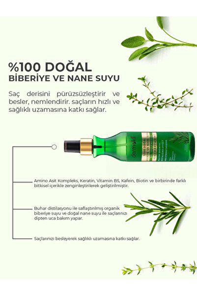 Dermokil %100 Doğal Biberiye Suyu Saç Güçlendirici Sprey 250 ml