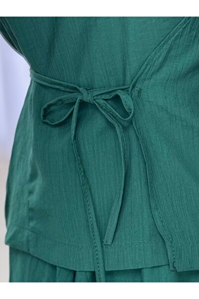 MİHRA STORE Serona με φούστα κιμονό φράουλα σετ-EK556 Emerald Green