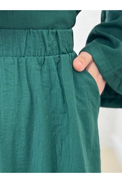 MİHRA STORE Serona με φούστα κιμονό φράουλα σετ-EK556 Emerald Green