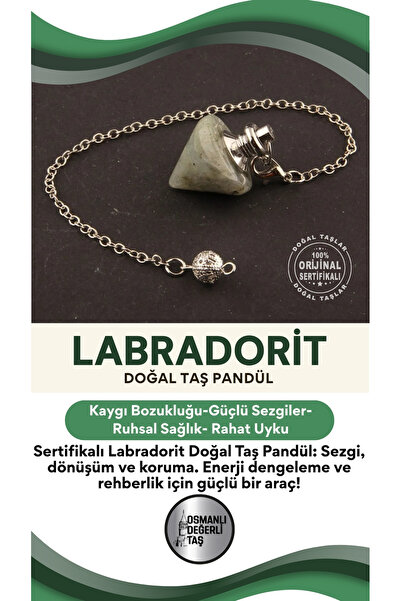 OSMANLI DEĞERLİ TAŞ Sertifikalı Labradorit Doğal Taş Pandül - S018