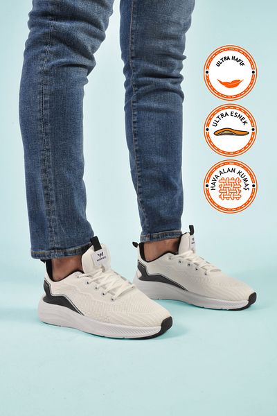 WALKWAY Ανδρικά αθλητικά παπούτσια Legon White Mesh ελαφριά