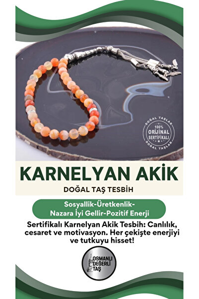 OSMANLI DEĞERLİ TAŞ Mătăsuri din piatră naturală Agat - Certificat, Carnelian...