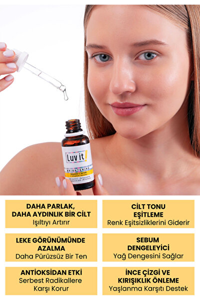 Luv it! Aydınlatıcı C Vitamini Serum 30 ml - Hyaluronik Asit, Panthenol Ve Niacinamide Içeren Cilt Serumu