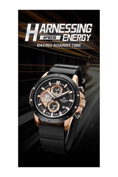 Naviforce Men's Luxury Chronograph Watch – Analog-Digital, Luminous Hands, Water Resistant, Silicone Strap