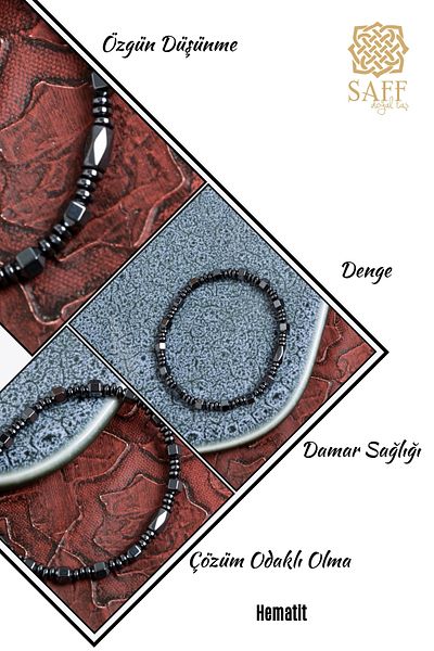 Saff Doğal Taş Certified Hematite Natural Stone Bracelet