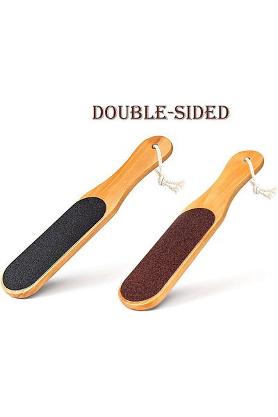 Generic Double-sided Foot Scrubber With Wooden Handle – Dead Skin Remover For Smooth, Soft Feet At Home