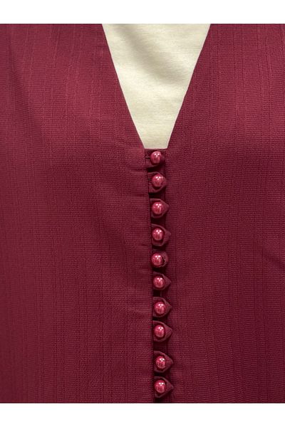 MİHRA STORE Ascona Sleeve Lace-Up Buttoned Skirt Ruffled Dubai Suit-Ek459 Burgundy