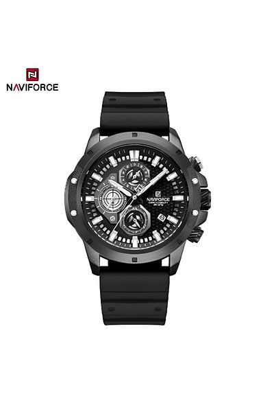 Naviforce Men's Luxury Chronograph Watch – Analog-Digital, Luminous Hands, Water Resistant, Silicone Strap