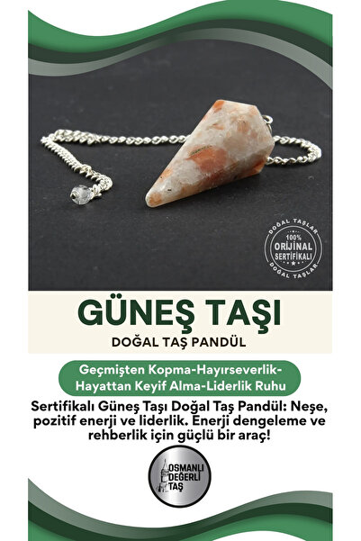 OSMANLI DEĞERLİ TAŞ Sertifikalı Güneş Taşı Doğal Taş Pandül - S012