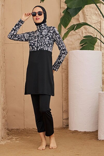 Starinci Mayo Φερμουάρ Lycra Πλήρως Καλυμμένο Μαγιό Hijab Αφρικανικό Μοτίβο