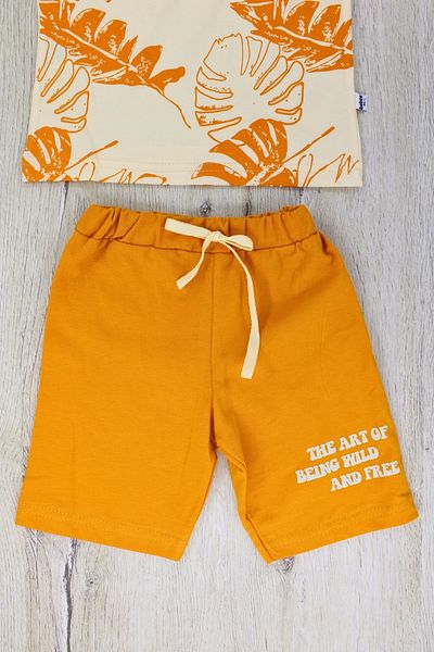 EYMİRGİYİM Leaf Patterned Shorts Baby Boy Children's Suit 2 Years Old, 3 Years Old, 4 Years Old, 5 Years Old