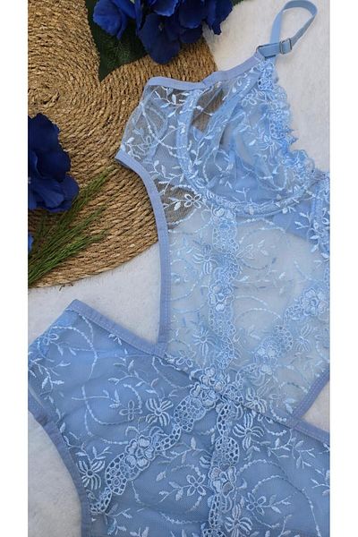 more than socks Floral Κεντητό Ολόσωμο Μπλε