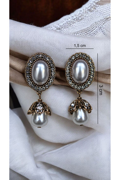 MIRADA JEWELRY Vintage Pearl Zircon Stone Baroque Earrings
