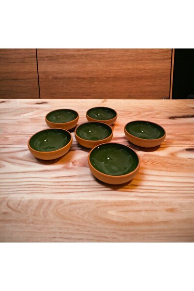 AdenArt طقم وعاء أخضر ترابي مصنوع يدويًا مكون من 6 قطع