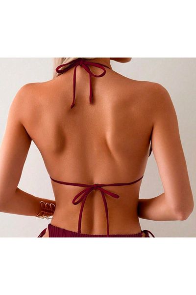 poswicon Burgundy Women's Bikini Top