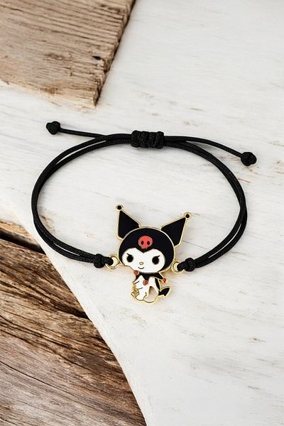 MakeWell Kuromi Design Black Leather Drawstring Kuromi Design Children's Bracelet