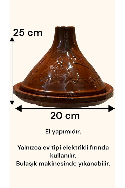 AdenArt Small Size Glazed Traditional Tajin Moroccan Casserole for 1-2 Persons Pot 20X25 cm