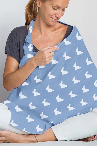 DEUX LAPINS Mono Lapin Royal Blue Muslin Baby Breastfeeding Bib