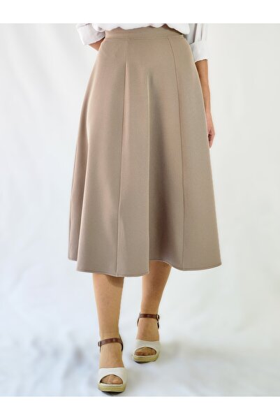 YAXİ Camel Maxi Six Piece Woven A-Line Skirt