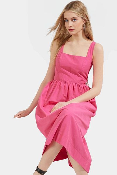 PayBuy Summer Midi Length Sleeveless Poplin Dress Comfortable Casual Style Quality Craftsmanship Stylish Appearance