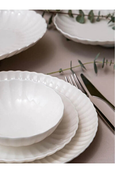 Kütahya Porselen Bone Luz Serisi 24 Parça Yemek Takımı