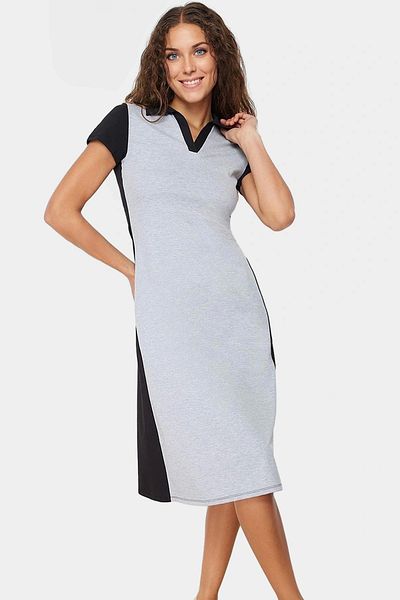 PayBuy Women's Polo Neck Knitted Midi Dress Cotton Comfortable Daily Use of Distinguished Material