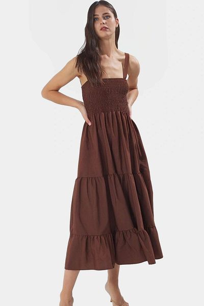 PayBuy Summer Maxi Dress Woven Terrycotton Fabric Square Collar Day Night Professional Appearance Distinguished Material