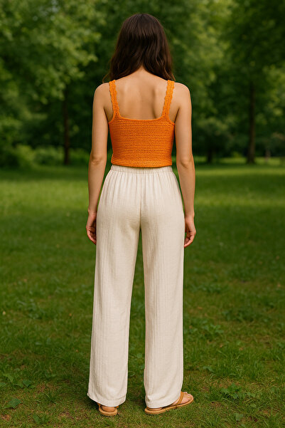 Beli lastikli relaxed pantolon
