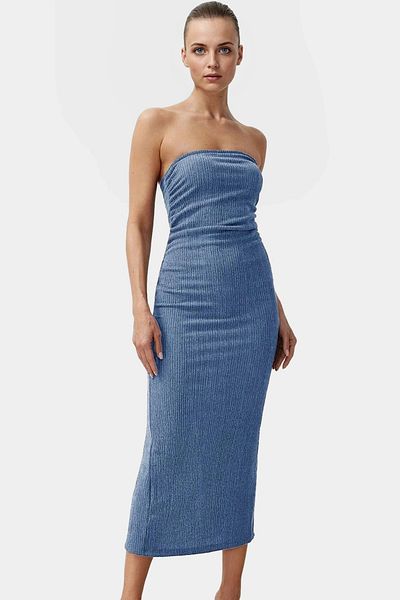 PayBuy Midi Knitted Strapless Dress Bodycon Pattern Summer Casual Daily Comfortable Carefully Selected