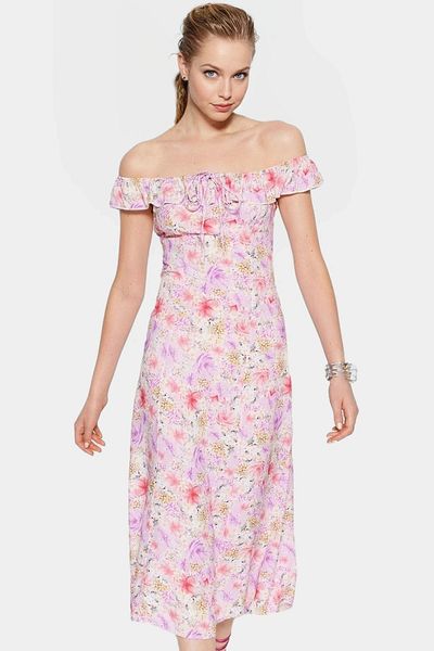 PayBuy Floral Patterned A-Line Midi Dress Shally Woven Summer Comfortable and Stylish Carefully Selected