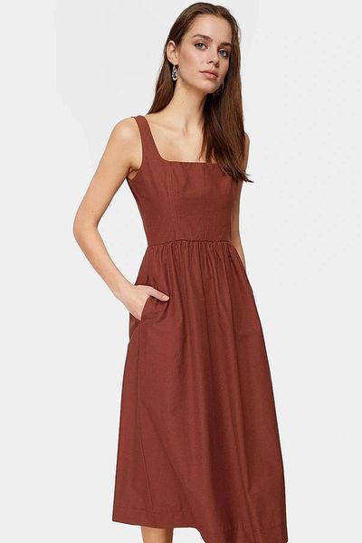 PayBuy Summer Midi Length Sleeveless Poplin Dress Comfortable Casual Style Quality Craftsmanship Stylish Appearance