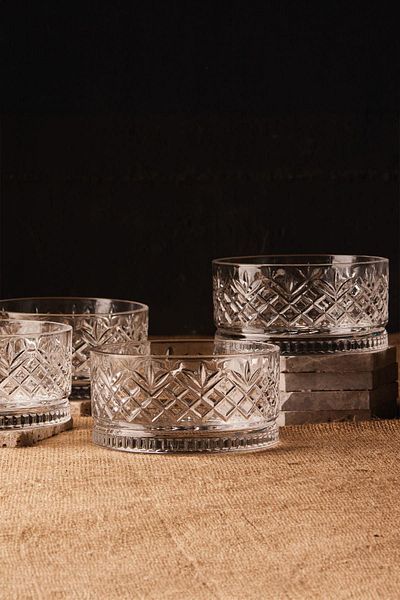 Perotti 4-Piece Glass Snack Bowl and Salad Bowl Large Size 460 ml 12 cm