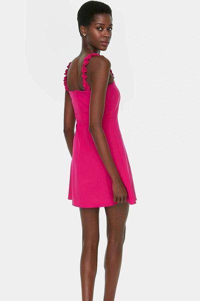 PayBuy Feminine Ruffle Detailed Mini Dress a Line Mold Woven Fabric Professional Appearance Quality Craftsmanship