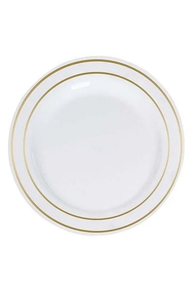 alenked Porcelain Look Gold Gilded Plastic Plate 19 cm Set of 6