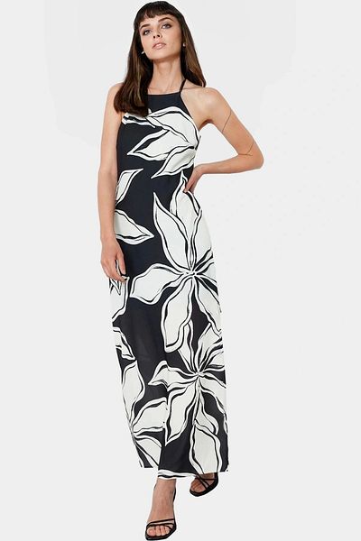 PayBuy A Line Maxi Dress Halter Neckline Woven Polyester Summer Premium Quality Professional Look