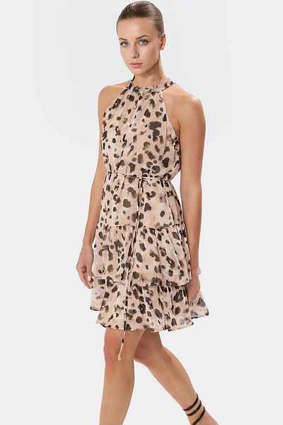 PayBuy Floral Pattern Halter Neck Mini Dress Lightweight Polyester Fabric Summer Casual Stylish Look